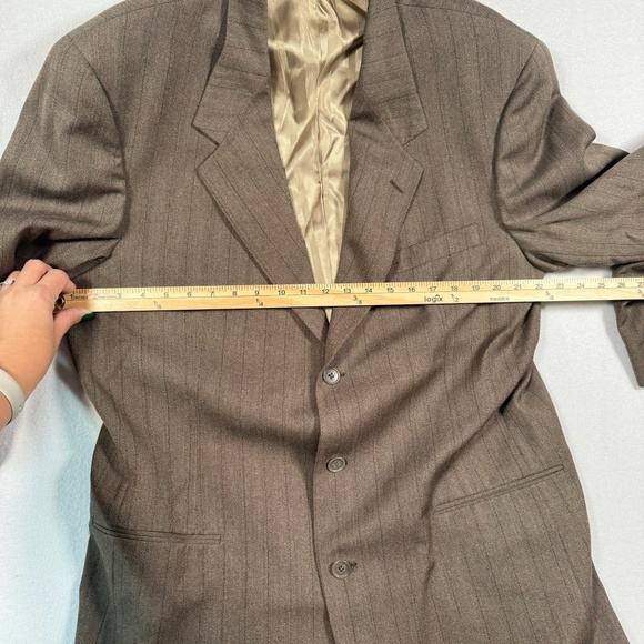 Pierre Cardin Pinstripe Sports Coat Blazer Jacket Mens Brown *SZ 44 - Picture 6 of 9